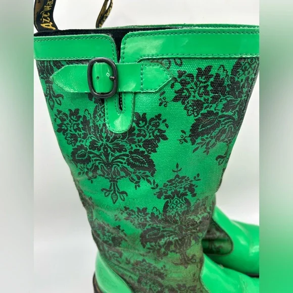 RARE Dr Martens green floral Rain Nellie  Wellies Welly Wellington boot VINTAGE - Picture 7 of 16